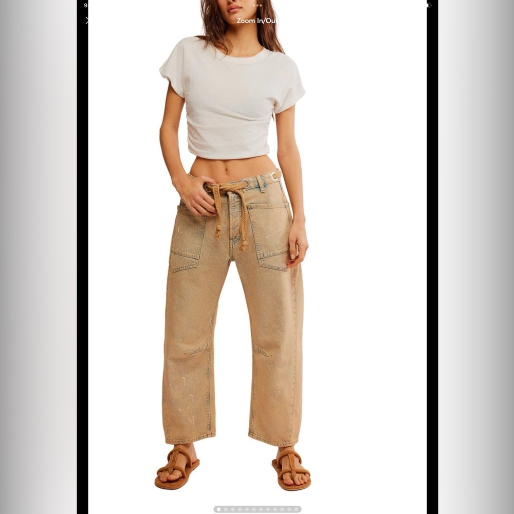 We The Free by Free People Moxie Low Slung Cowboy Barrel Relaxed Jeans 26L 26 L - Picture 3 of 10